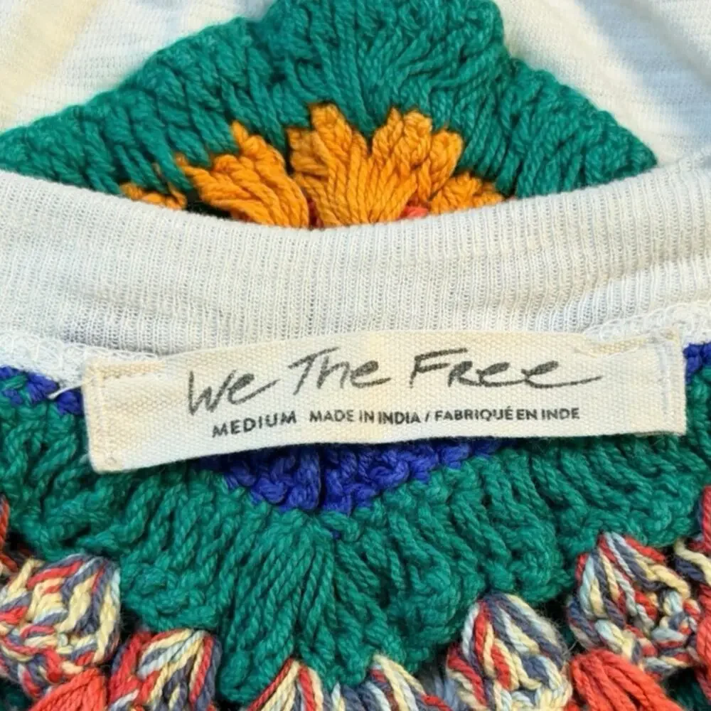 Free People We The Free Spring Bound Crochet Detail Top in size Medium.